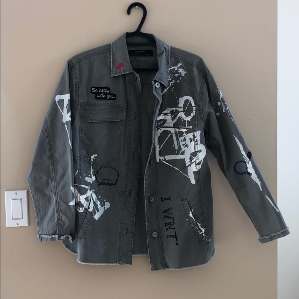 Zara Outerwear - Painted Grey Jacket